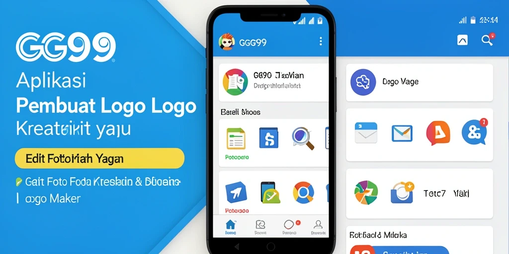 Screenshot antarmuka GG99 menunjukkan fitur pembuat logo yang user-friendly.