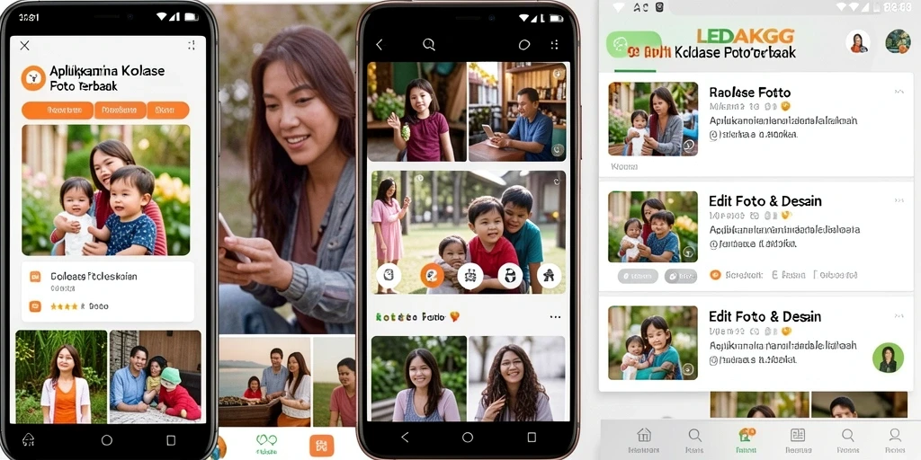 Antarmuka LEDAKGG dengan fitur kolase foto yang menarik.