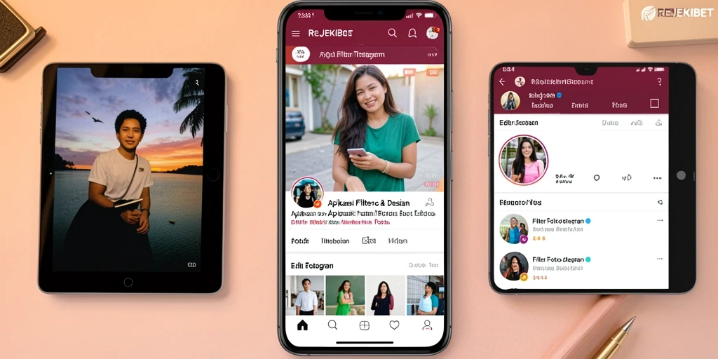 Tampilan antarmuka aplikasi REJEKIBET untuk Filter Instagram.