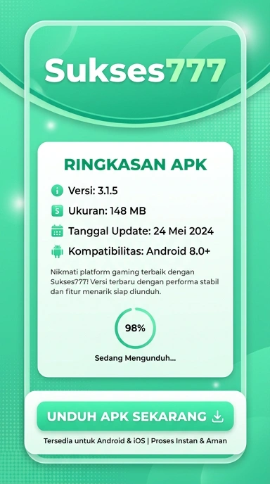 Tampilan halaman APK sukses777